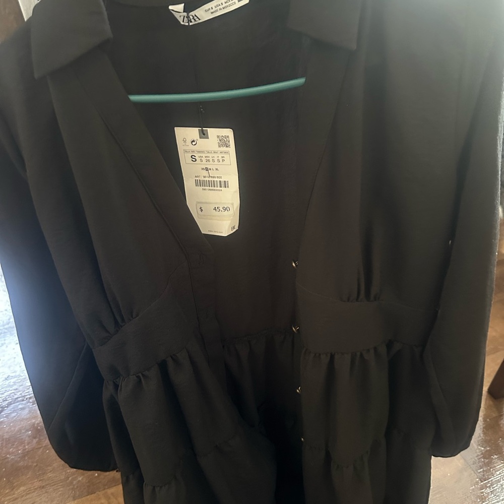 Zara Black V-Neck Dress